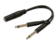 1/4 inch mono TS Female to 2 x 1/4 inch Male Mono TS Y splitter cable