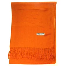 Pashmina Solid Orange Scarf 27x68 Tassels Wrap Shawl Stole Lightweight Xmas Gift