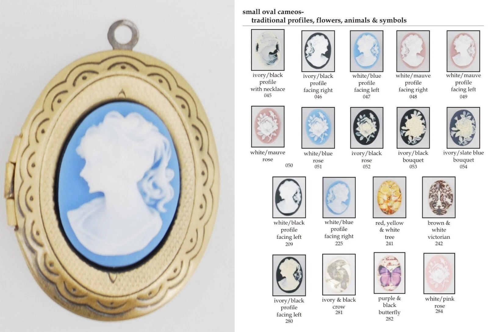 OFF WHITE Medaglione ovale medio varietà di cammeo da incasso a scelta con opzioni di catena scorrevole