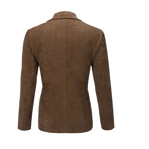 Autumn Winter Men's Coat Corduroy Casual Suits With Shoulder Pads Lapel Blazer - Picture 6 of 19