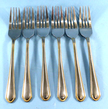 Hampton Gold Tone  Set of 6  Salad Forks 7" Stainless Marked 196