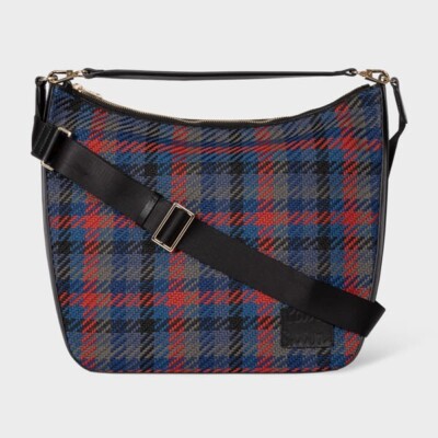 NEU MIT ETIKETT PAUL SMITH DAMEN LUXUS MARINEBLAU & ROT ''GEWEBT KARIERT'' HOBO BAG GRÖSSE M UVP £495