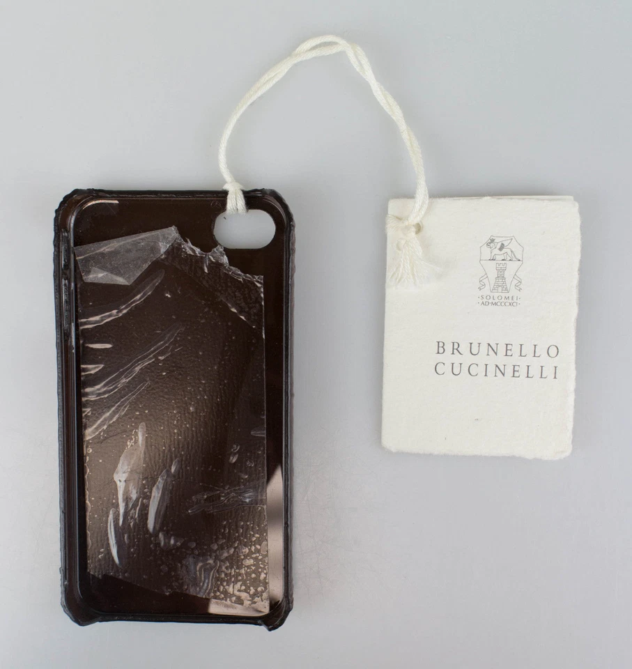 Nueva Funda para iPhone BRUNELLO CUCINELLI Cuero Guijarro Marrón $360 Foto 2 de 3