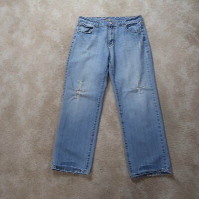 Carbon Straight Leg Jeans Men's 36x32 Blue Denim Streetwear Distressed 