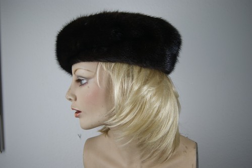 Pelz Kappe Nerz braun Damen Gr 55 Vintage 60-er Jahre Breiter Atelier München - Picture 3 of 10