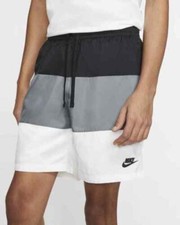 Nike Vintage Rare Mens Novelty Club Woven Track Shorts Nylon Shiny Black Gray L