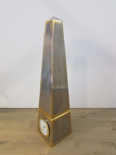 Limited Edition Obelisk Clock - 19 of 600 - Mirror Polished Steel w/Gilt - Picture 3 of 8