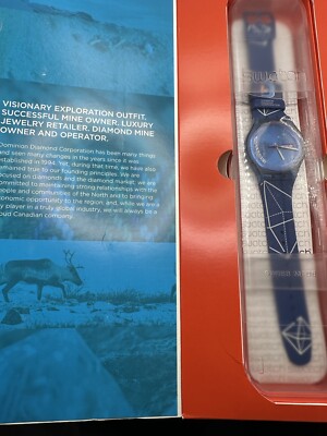 Dominion Diamond Corporation New In Box Swatch 41mm Watch Swiss Blue 