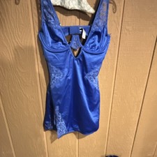 Fashion Nova Blue Lace Cut-Out Camisole Tank Top Adjustable Straps Size M
