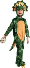 Triceratops Costume for Kids, Realistic Dinosaur Jumpsuit with Egg, S 5-7 Years