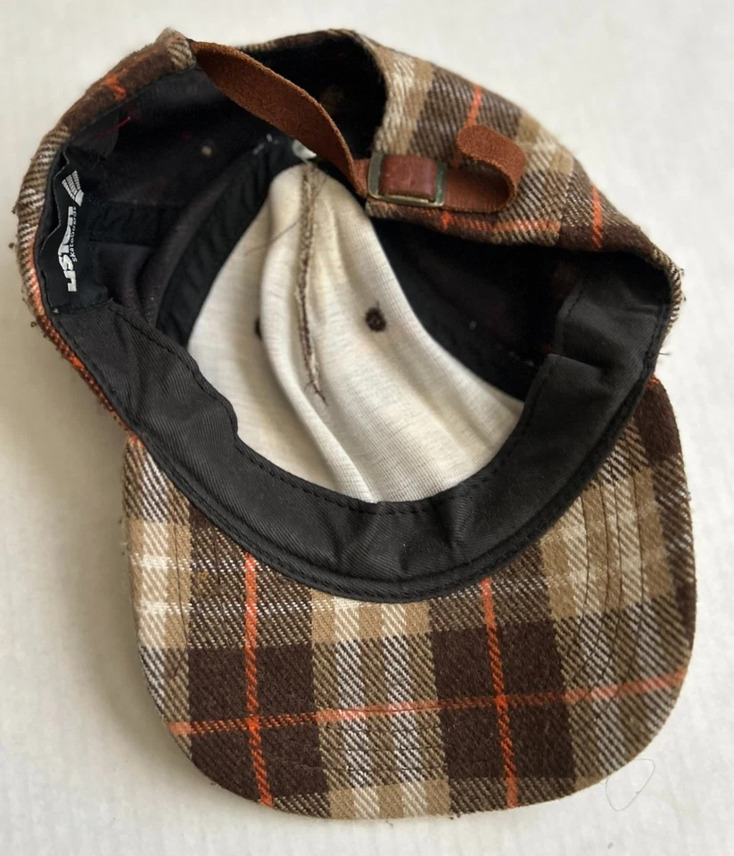 VTG Hard to Find Listen Newsboy Cabbie Golf Brown/White Plaid British Hat Cap - Image 3 of 3