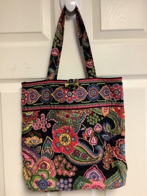 Vera Bradley Symphony In Hue Quilted Floral Pink Paisley Tote Toggle Close READ