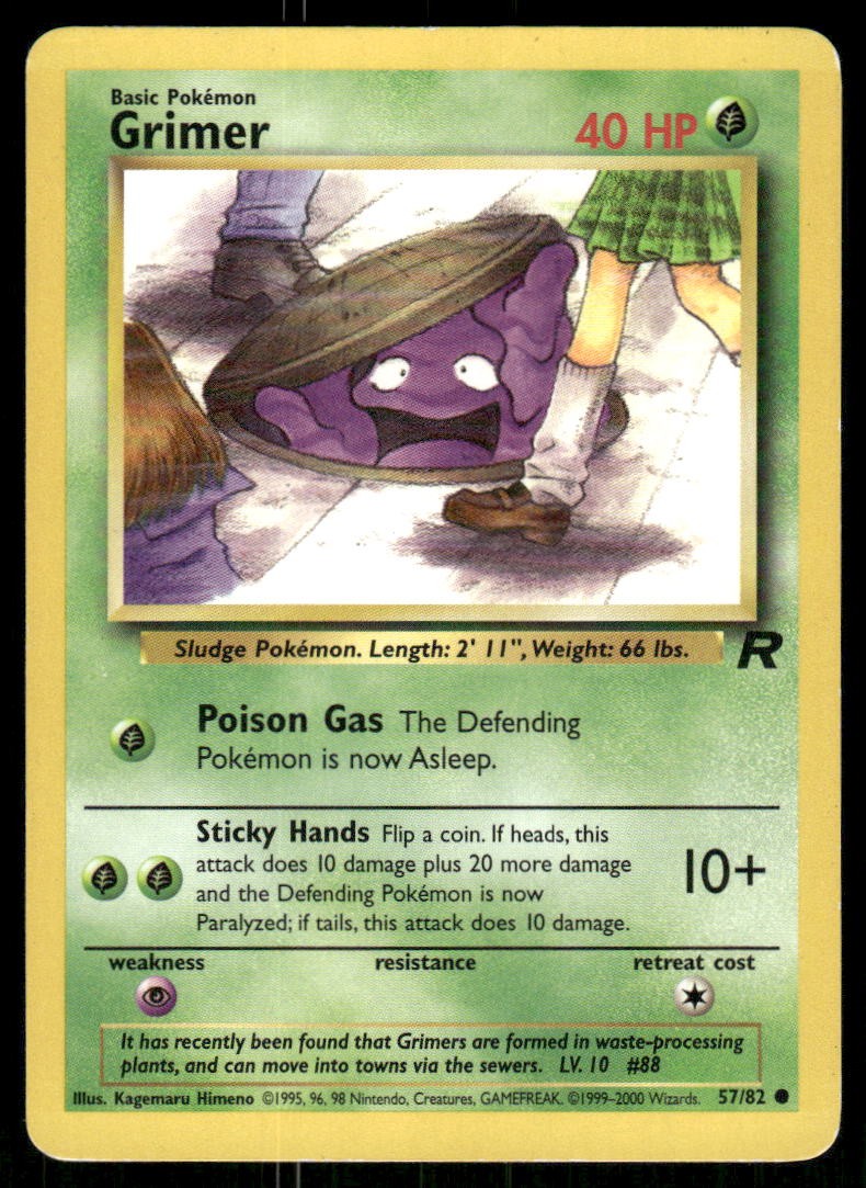 Grimer 57/82 Common Team Rocket Pokemon Unlimited Heavily Played