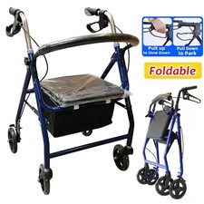 Folding Rollator Lightweight Walking Aid 4 Wheels Mobility Walker With Seat