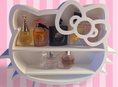 Hello Kitty Cat- Shelf, White & Pink 3D Printed Bedroom Decor