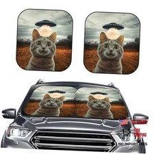 2 Piece Funny Cat Windshield Sun Shade for SUV Truck 28x31 Inches , Sun