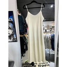 Vintage 80s Vanity Fair White Floor Length Nylon Slip Dress Size 34 Made In USA