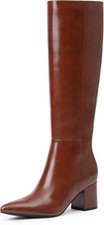 Knee High Boots for Women Chunky Heel Pointed Toe Side Zipper Long...