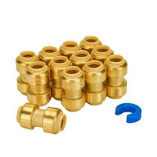SUNGATOR 1/2 Inch Coupling, Push Pex Inch, Brass 12 Pack
