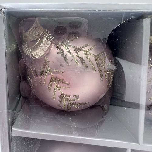 3 Martha Stewart Large Rose Gold Pink Ornaments See Pics Gold Glitter Ribbon - Picture 2 of 5