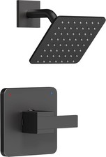 Matte Black Delta Shower Trim Kit with 6-Inch Shower Head - No Valve Included