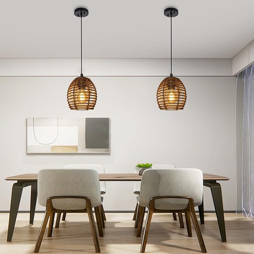 Rattan Lampshades,Woven Wicker Hanging Lamp Covers Shade,Rattan Boho shade fo... - Picture 5 of 6