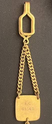 Vintage Art Deco Style 1941 Pocket Watch Fob Curb Chain ~ Bowling ~ Engraved - Bild 2 von 4