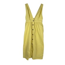 Urban Outfitters Dress Womens Small Yellow Button Front Cotton Denim Midi Summer