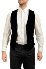 Dolce & Gabbana Men's Black Velour & Silk Button Up Vest US 34 IT 44