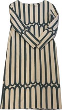 Mina Perhonen Finger Stripe Dress Green Long Fall Winter Size 36 -Used from Jap