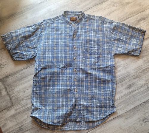 Jos A Bank Stays Cool Mens L Large Blue Plaid Short Sleeve Button Down