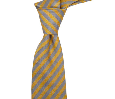 $210 NWOT MATTABISCH Napoli Yellow & Blue Stripes Silk Neck Tie 3.1W