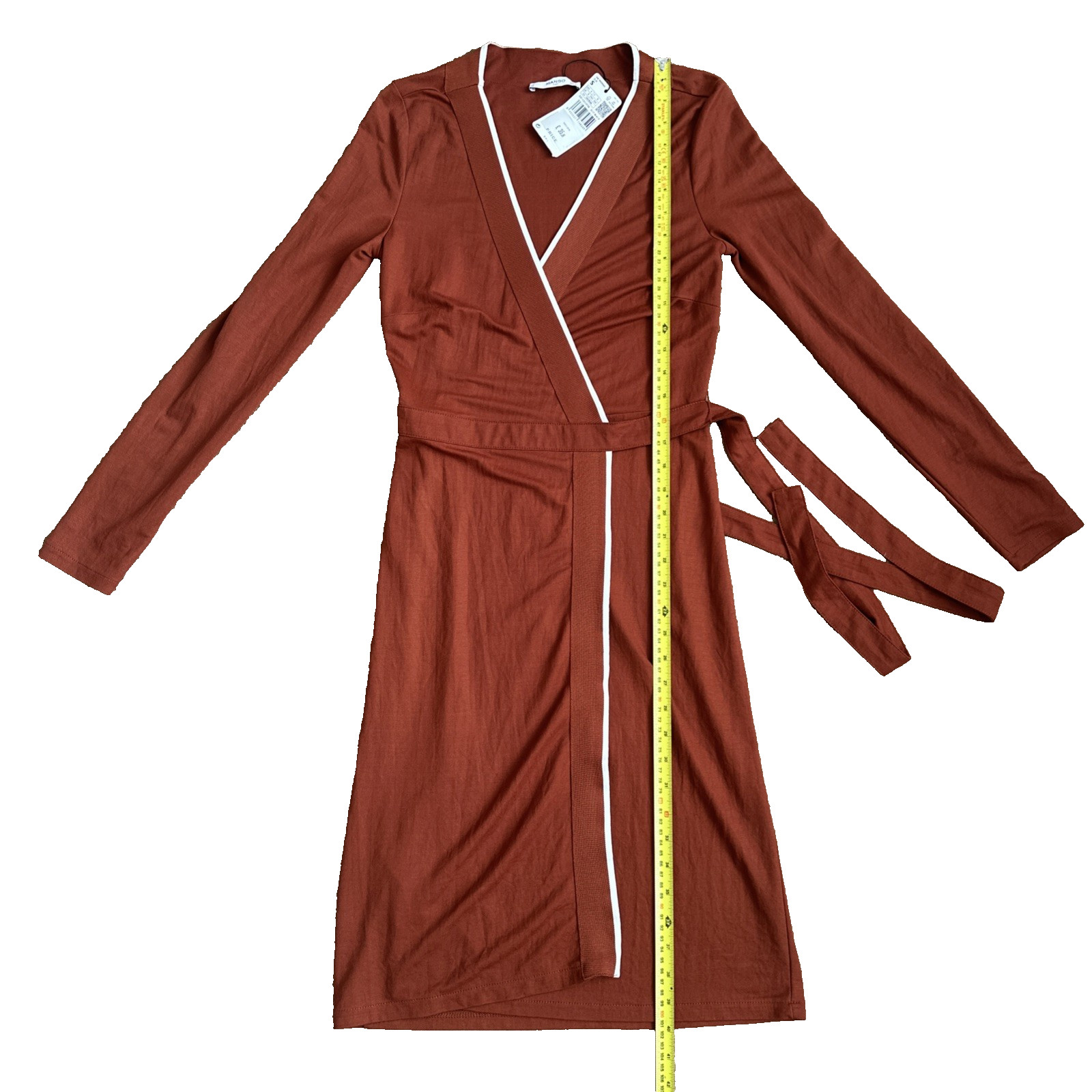 Mango Wrap Dress Women's Copper Brown Size UK 8 SMALL Knee High Belted thumbnail 12