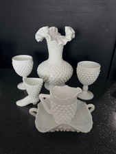 Fenton White Milk Glass Hobnail Collection - 6- Piece Lot FAST SHIP