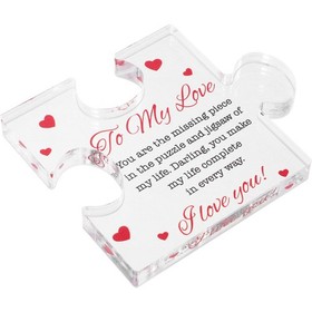 Romantic Puzzle-shaped Plaque Happy Valentine's Day Table Centerpiece