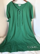 Calvin Klein Logo Kelly Green NWT  T Shirt Dress 3X  Short Sleeve Casual