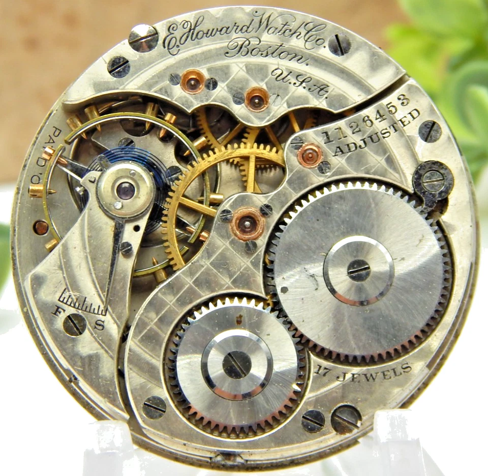Antiguo movimiento reloj bolsillo E Howard serie 9 16 talla 17 joya modelo 1905 Foto 3 de 4
