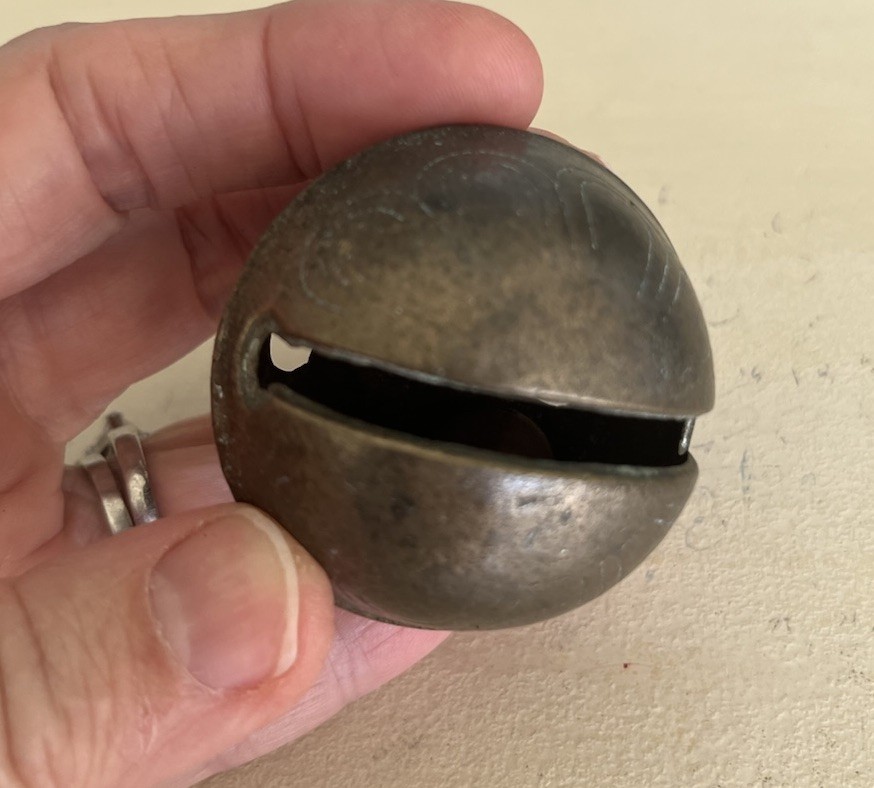Antique Brass Petal Sleigh Bell 1800s Farm  Christmas Jingle Crotal  2 Inch