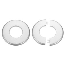2 Pcs 2" Silver Wall Split Flange Self-Adhesive Plumbing Cover Plates for Pipe