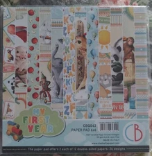 Ciao Bella"My First Year" CBQ042 6x6" Paper Pad Italy Made 2 Each Of 12 Designs