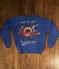Vintage 1995 Looney Tunes Taz Fruit Of The Loom Sweatshirt Size Large XXL Rare 