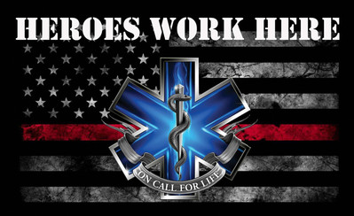 First Responders Heroes Work Here Decal