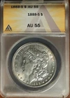 1888-S Morgan Dollar●ANACS AU-55●ALMOST UNC●BLAST WHITE-BEAUTIFUL COIN
