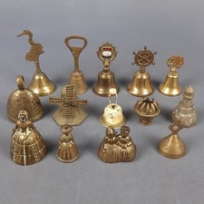 Lotto 14 Campanelle Collezione Ottone Bronzo Sculture Figure Vintage Xx Sec.