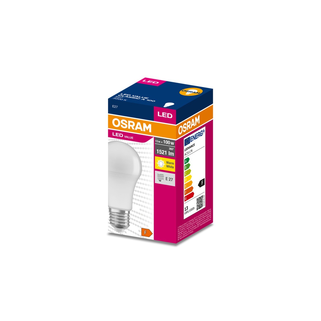LED bulb value classic A 100 E27 13W 1521lm 4058075630215