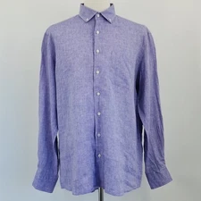 Scott Barber 100% Linen Shirt XL Lavender Soft Italian Fabric Lightweight Summer
