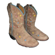Dan Post Starlett Multicolor Stars Leather Western Boots Girls Size 13.5