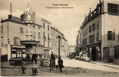AK Toul Fontaine Curel und Rue Gambetta (1465619)