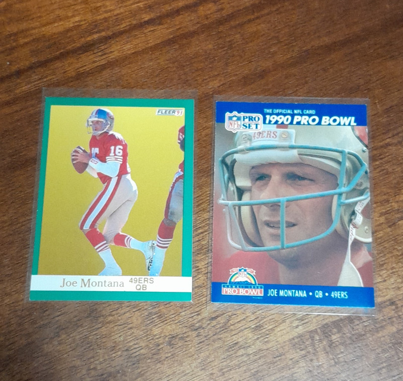 Fleer Joe Montana 49ers NFL Card Lot - 2 Cards 1991 Fleer & 1990 Pro Set