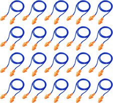 20 Pairs Corded Ear Plugs Reusable Silicone Earplugs with String Banded Ear P...